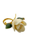 vintage ivory resin flower BROOCH gold floral jewelry pin *missing pin*