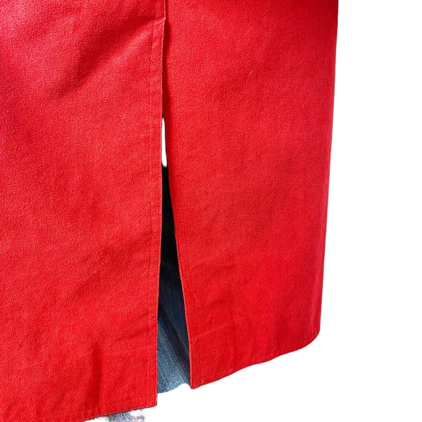 full length red suede-like Straight COAT size L / XL vintage apparel