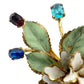 vintage CZECHO flower bouquet BROOCH rhinestones floral jewelry pin