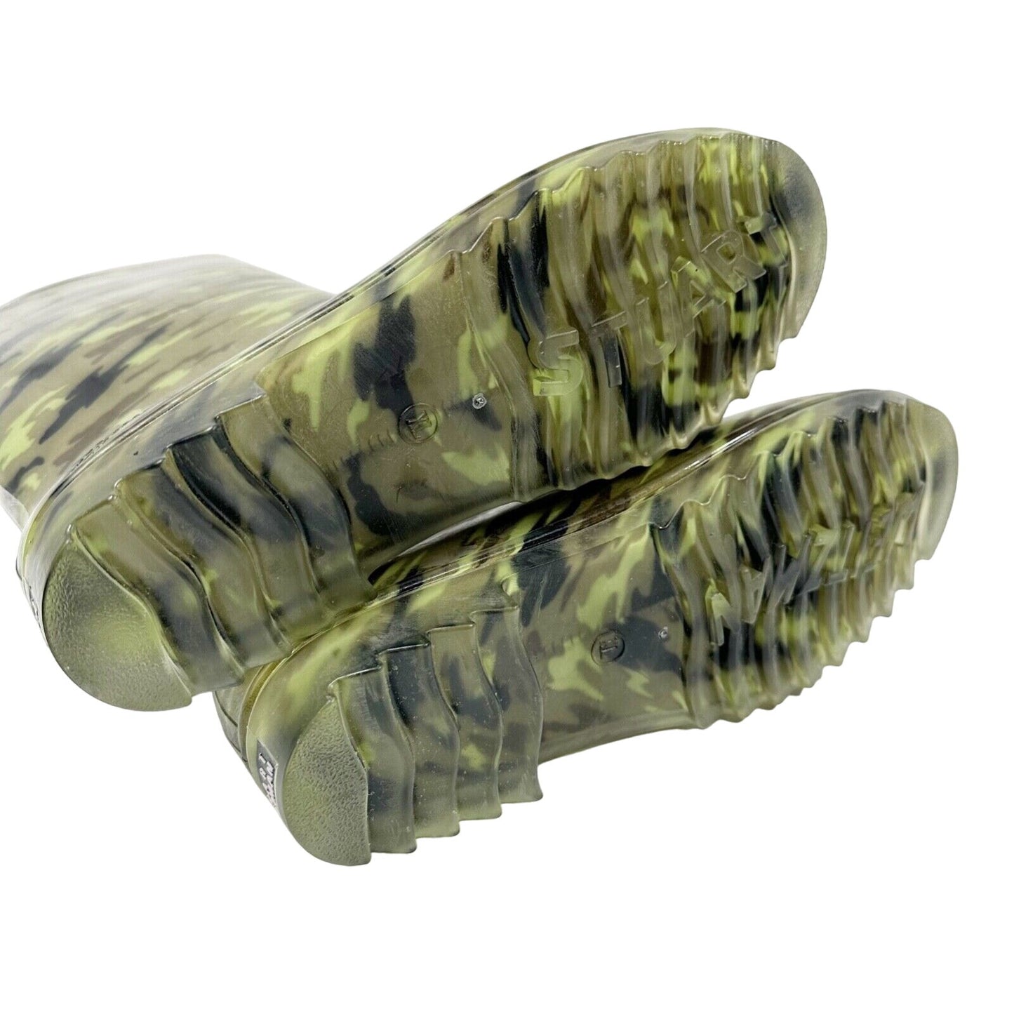 Stuart Weitzman green camo camouflage rubber BOOTS shoes size XL (10) mid-calf