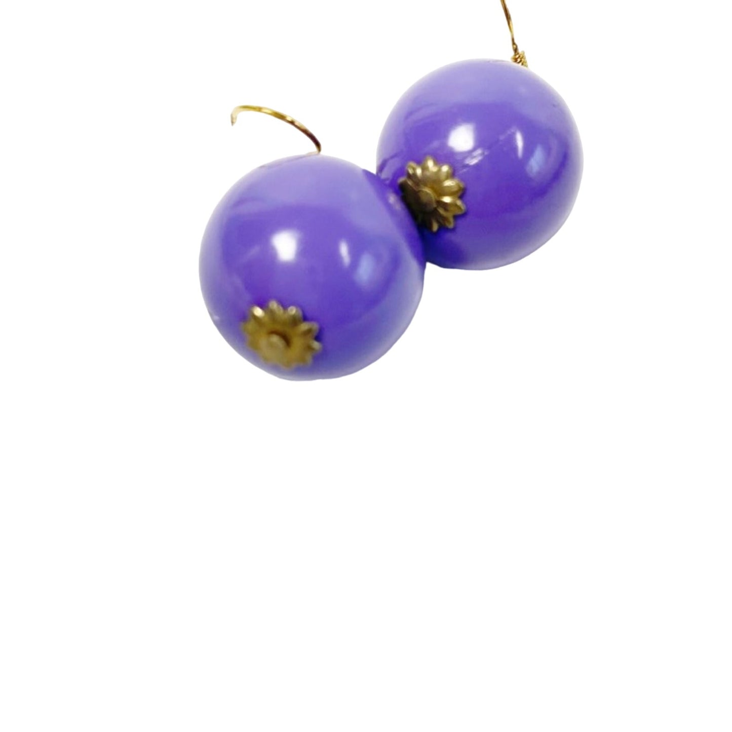 handmade dangling purple round ball sphere EARRINGS costume jewelry vintage bead