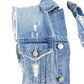 Lovers + Friends Ashton blue Denim Vest distressed women's S small color Solana