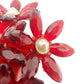 vintage translucent red flowers BROOCH faux pearl centers floral jewelry pin