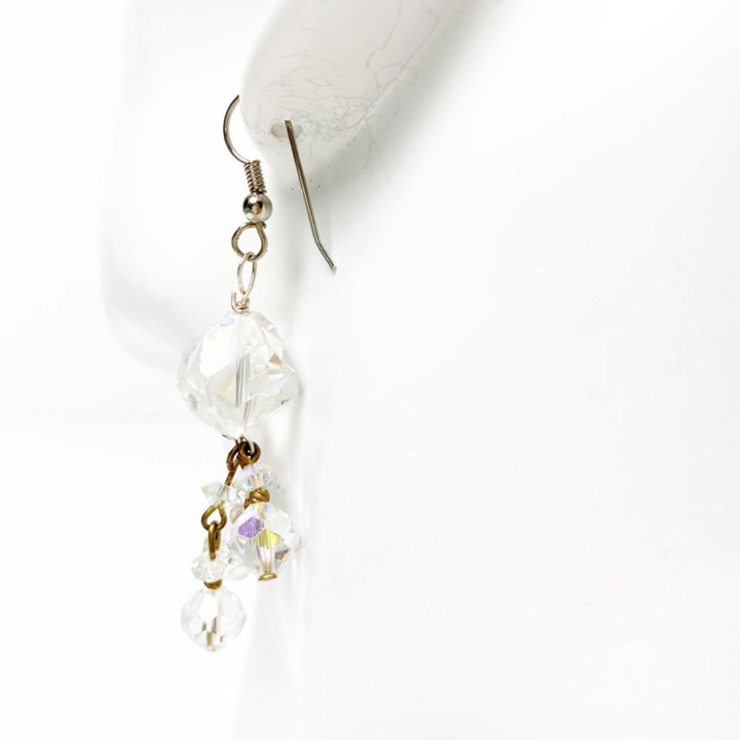 handmade 2" dangling sparkly crystal beaded EARRINGS jewelry NEW vintage beads