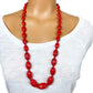 vintage 31" red strand of beads NECKLACE beaded costume jewelry