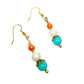 handmade orange white blue beaded EARRINGS jewelry NEW vintage beads