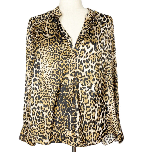 Zadig & Voltaire Tink Satin leopard Blouse top women's M medium NEW brown black