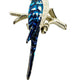 vintage blue & white parrot BROOCH rhinestones bird jewelry pin