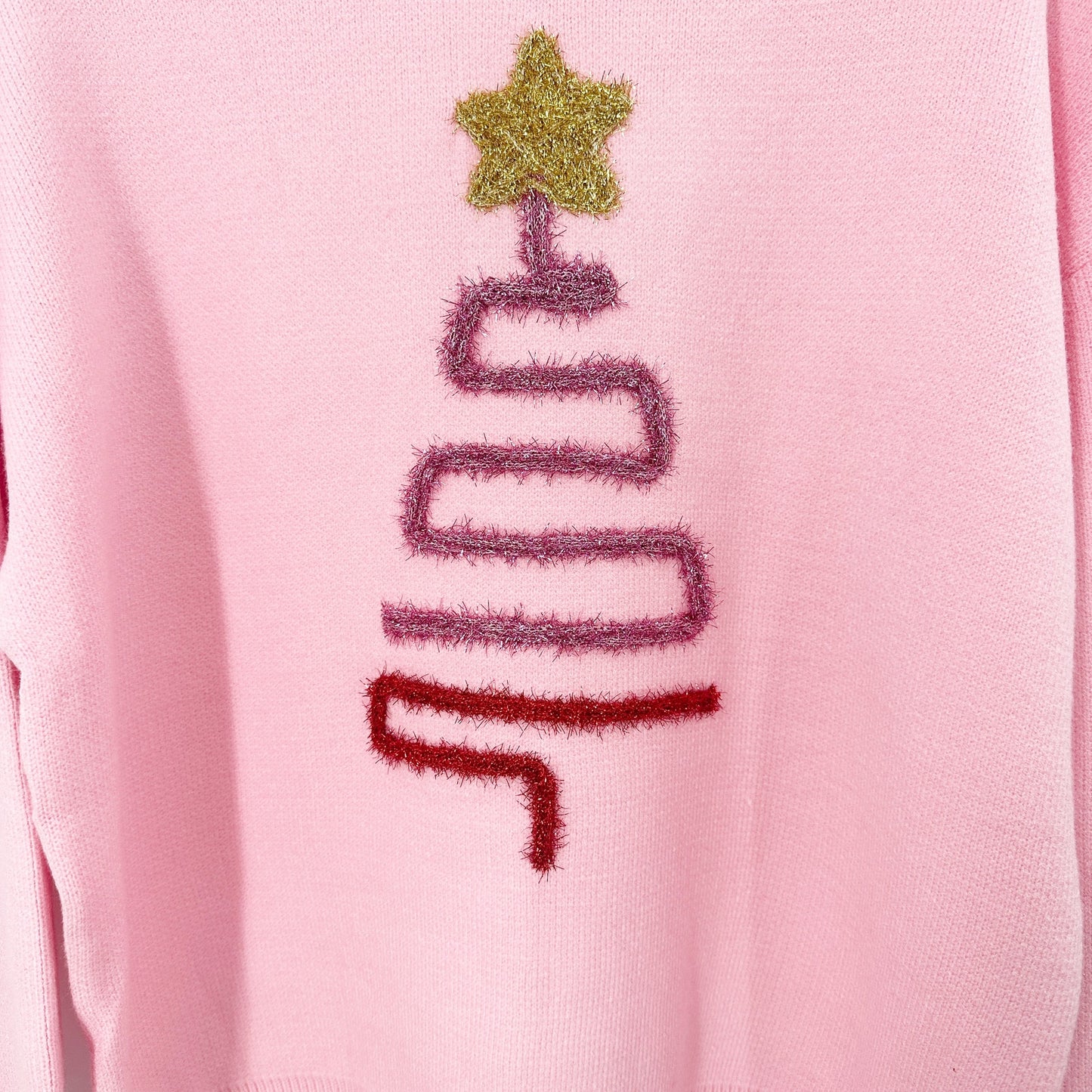 pink tinsel Christmas tree sweater | S, M, L