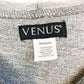 Venus two-tone gray knit hoodie TOP women's M medium quarter zip tunic length