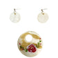 faux seashell floral pendant & earrings