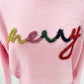 pink MERRY sweater | Christmas holiday apparel | S, M, L