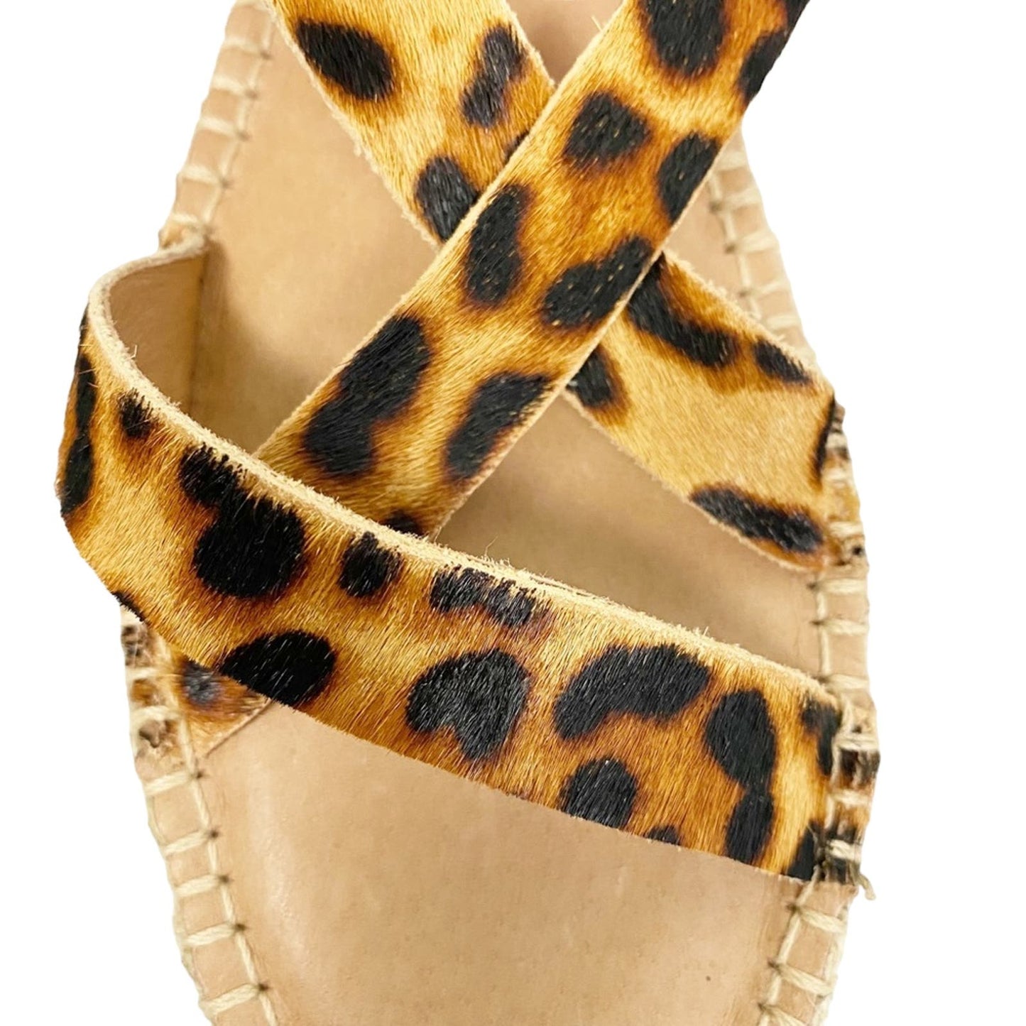 MADEWELL leopard Asymmetrical Espadrille calf hair Sandals shoes 8.5 M new $138