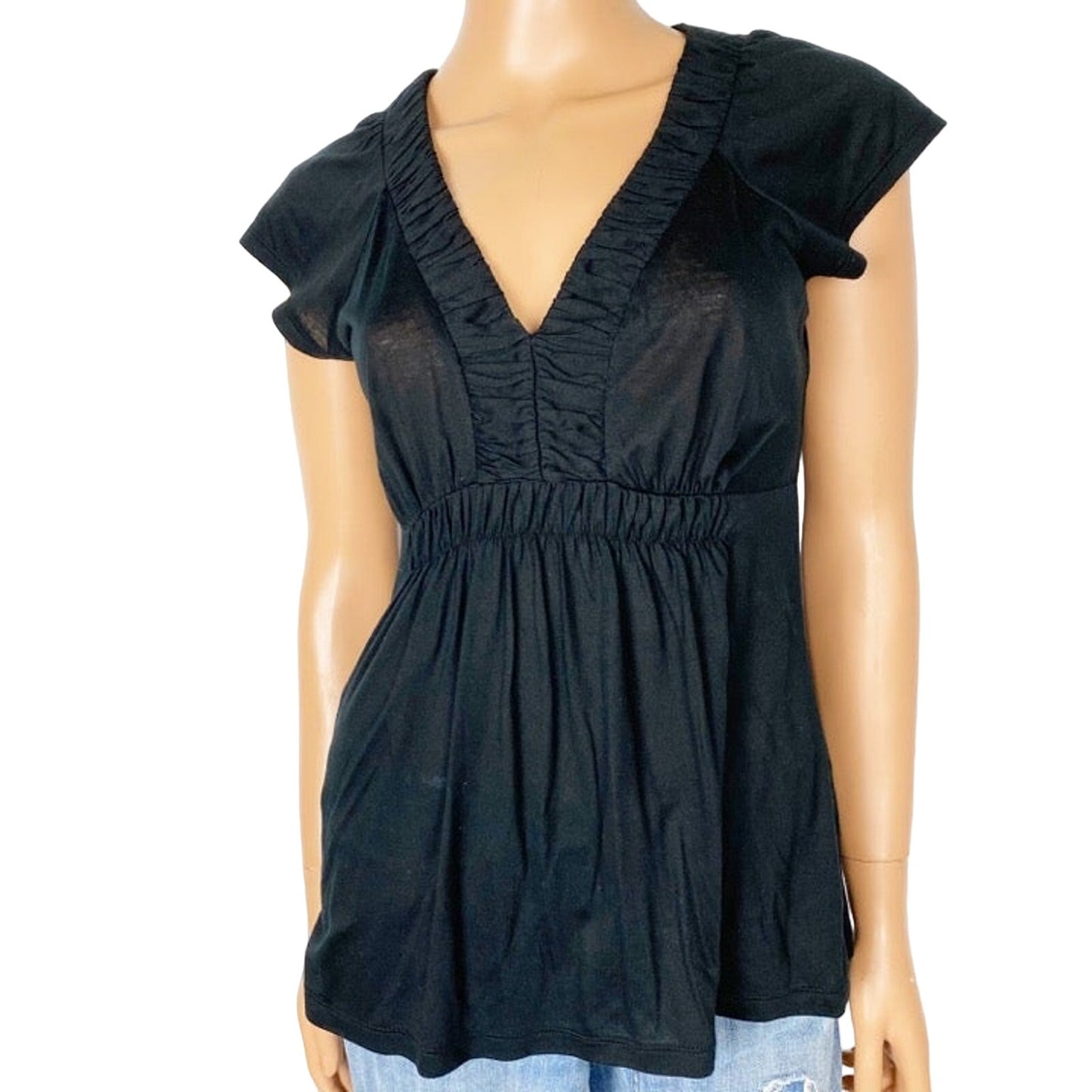 Banana Republic deep v-neck black TOP blouse size XS extra small women's