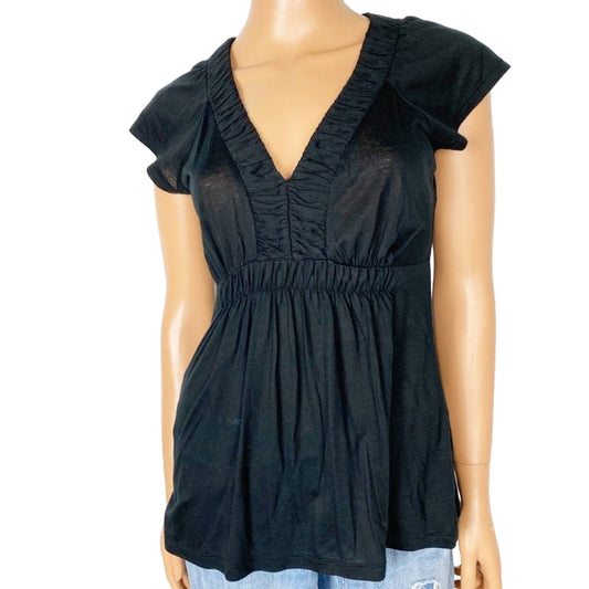 Banana Republic deep v-neck black TOP blouse size XS extra small women's