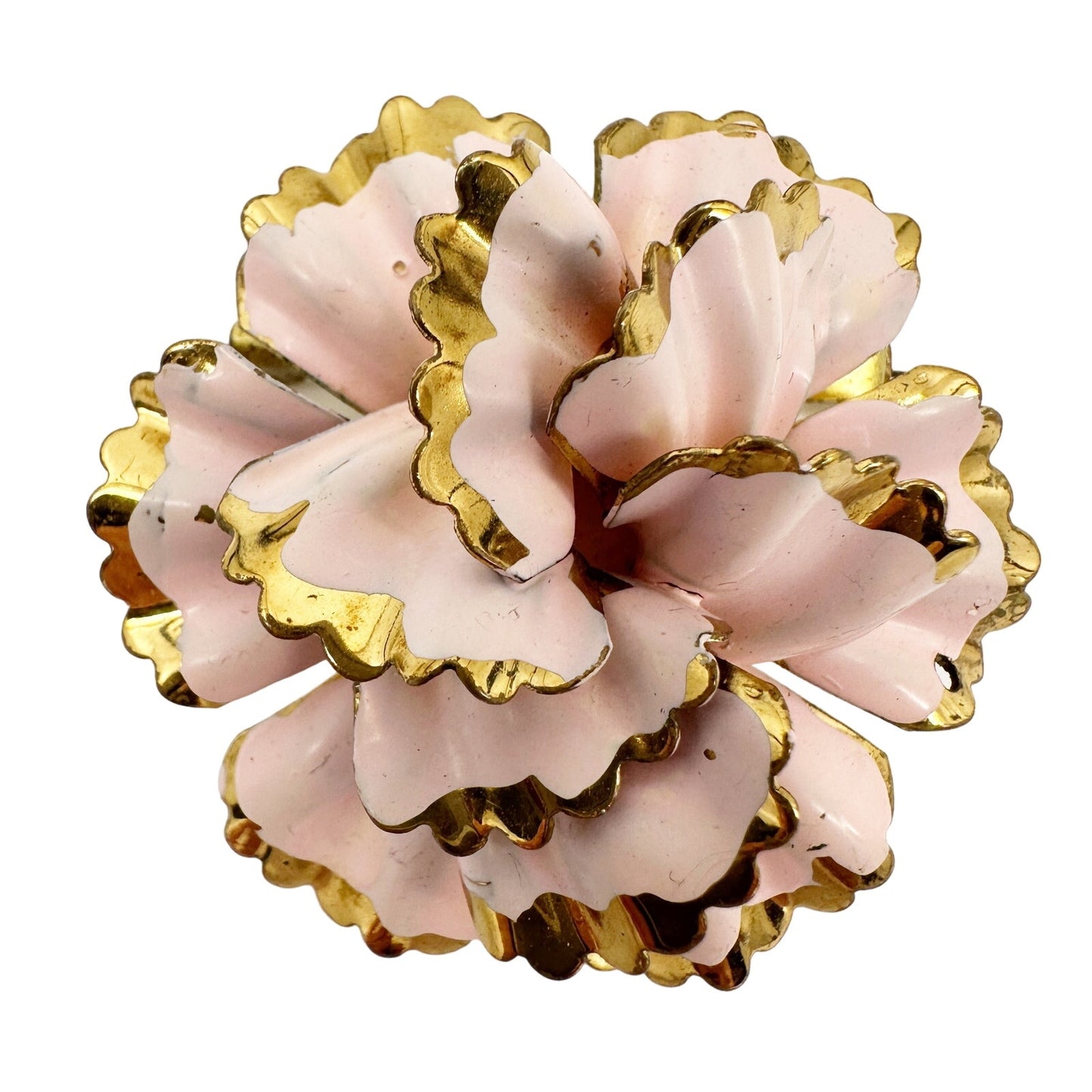 vintage pink & gold flower BROOCH metal floral jewelry pin