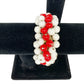 beaded red & white stretch BRACELET vintage costume jewelry Made in Japan