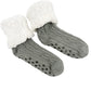 charcoal gray grey Slipper Socks fleece lined OSFM non-slip silicone grips women