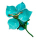 vintage enamel large turquoise metal flower BROOCH floral jewelry pin