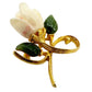 vintage ivory resin flower BROOCH gold floral jewelry pin *missing pin*