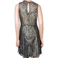 Gianni Bini metallic gold lace & black evening cocktail DRESS size SMALL new $69