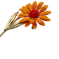 vintage orange red & gold daisy flower BROOCH floral jewelry pin