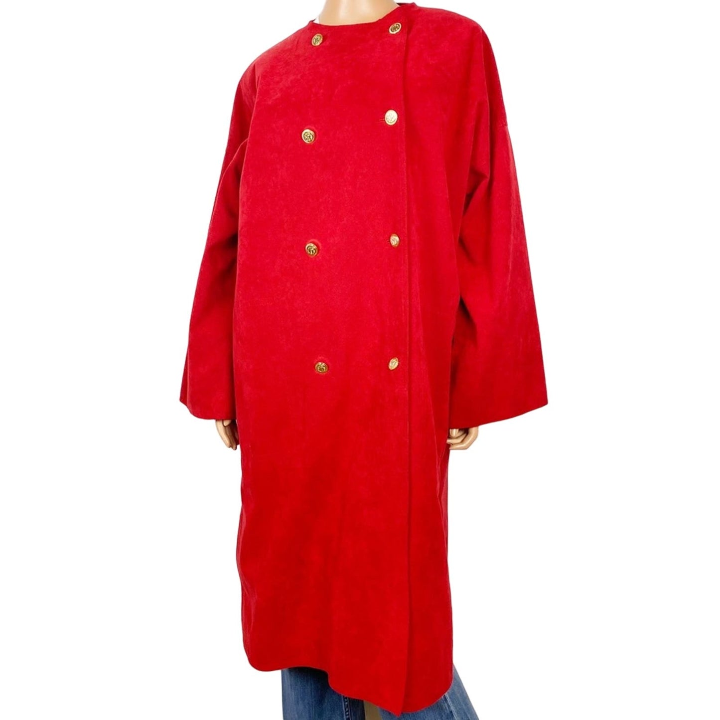 full length red suede-like Straight COAT size L / XL vintage apparel