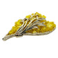 vintage yellow & light gold heart-shaped BROOCH beaded jewelry pin