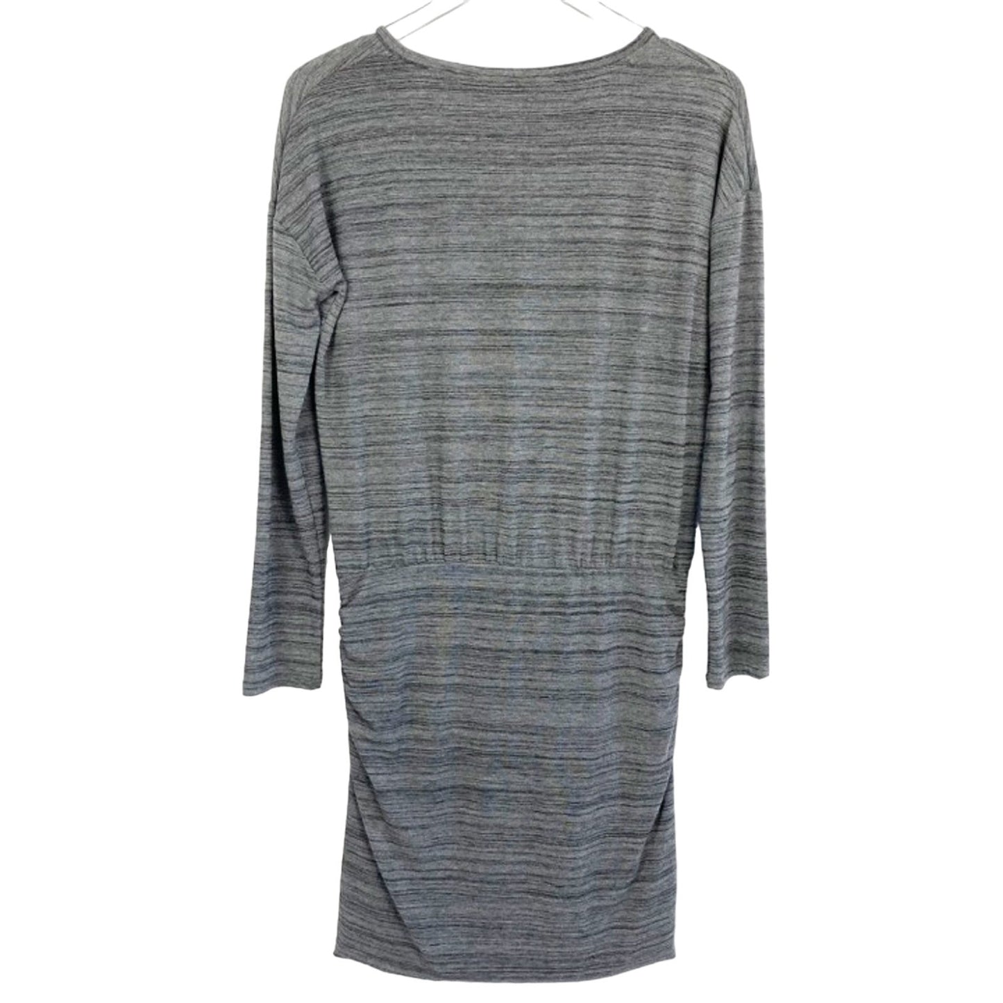 women's ATHLETA gray striped knit DRESS long sleeves ruched skirt XS extra small