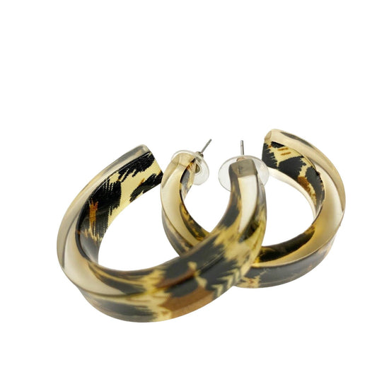 CARA leopard animal print hoop EARRINGS acrylic jewelry NEW