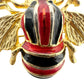 vintage red black gold FLY insect BROOCH jewelry pin