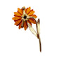 vintage orange red & gold daisy flower BROOCH floral jewelry pin