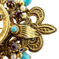 vintage gold turquoise pearls amethyst rhinestones BROOCH jewelry pin