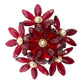 vintage translucent red flowers BROOCH faux pearl centers floral jewelry pin