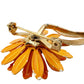 vintage orange red & gold daisy flower BROOCH floral jewelry pin