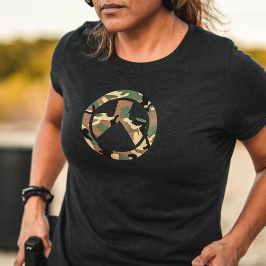 womens MAGPUL charcoal heather Woodland Camo Icon t-shirt L large MAG1171-011