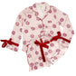 pink peppermint satin pajamas | shorts & long sleeve top | S, M, L