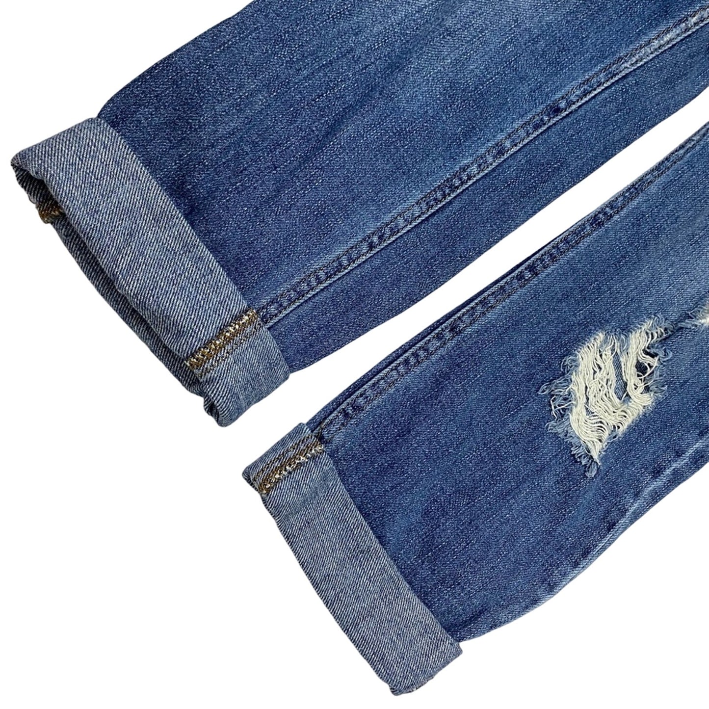 Free People blue denim Crop Length distressed Jeans women's 26 small