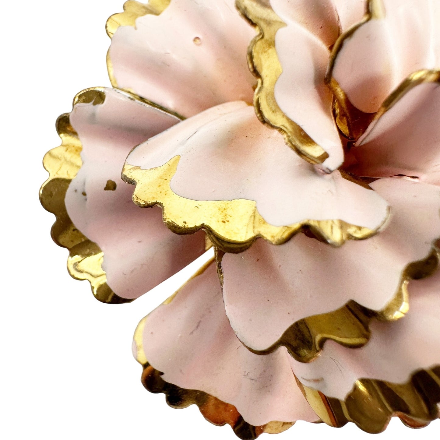 vintage pink & gold flower BROOCH metal floral jewelry pin