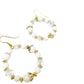 handmade crystals white & gold loop beaded EARRINGS jewelry NEW vintage beads