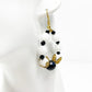 handmade black & white gold loop beaded EARRINGS jewelry NEW vintage beads