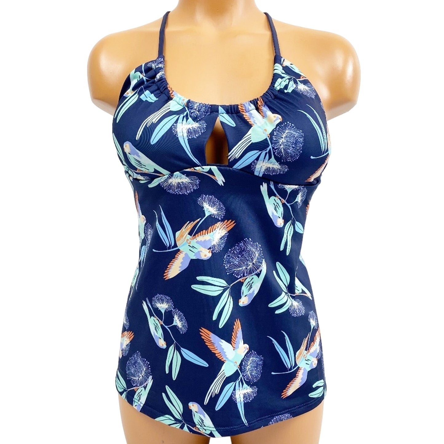 Patagonia parrots Glassy Dawn blue Tankini swim TOP women's XS new $89 swimwear