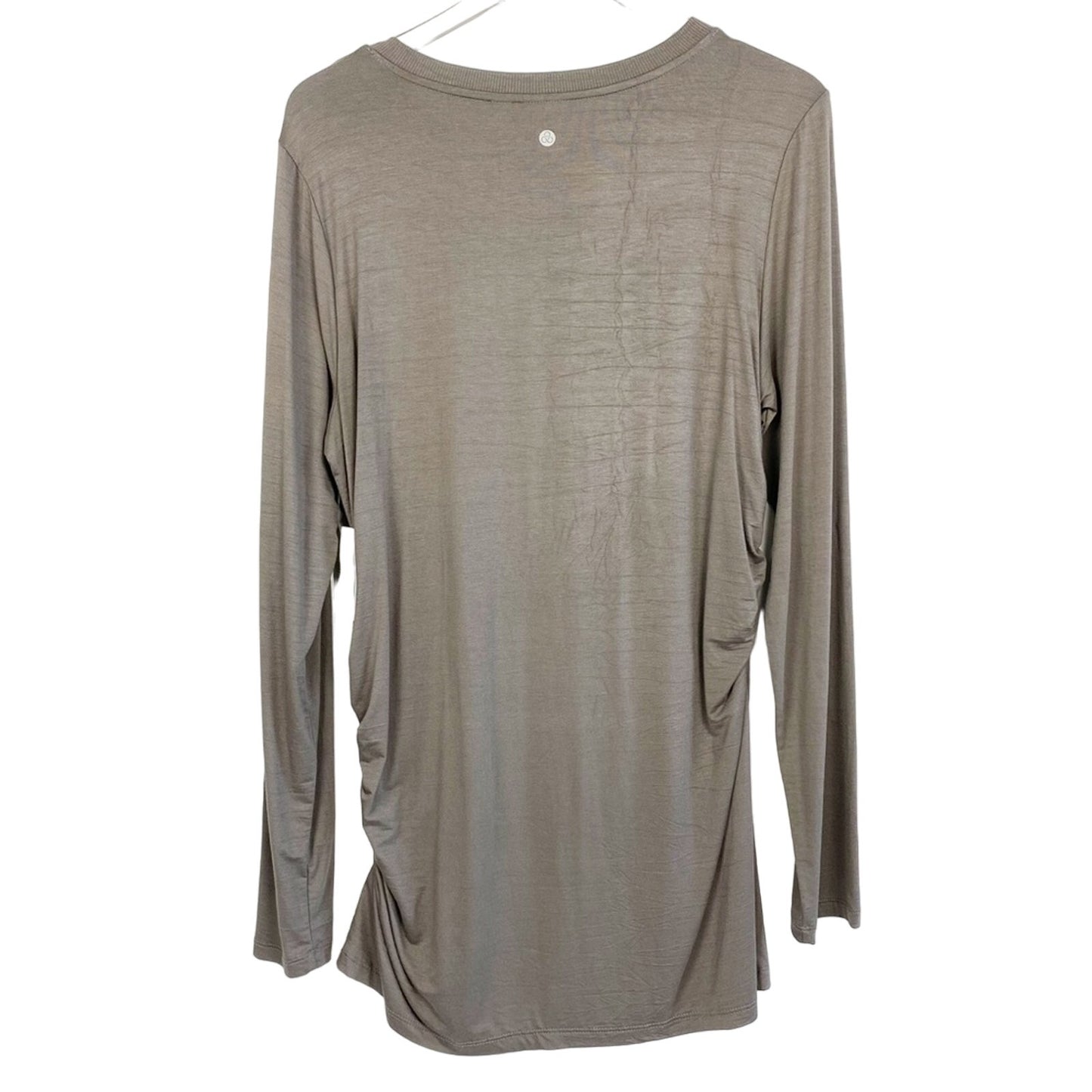 Zella gray All Day Long Sleeve Ruched Tunic Top blouse women's L large new $49