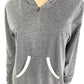 Venus two-tone gray knit hoodie TOP women's M medium quarter zip tunic length