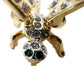 vintage gold & rhinestones dragonfly BROOCH jewelry pin wings move on springs