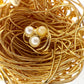 vintage Jeanne faux gold & pearl Bird's Nest metal BROOCH jewelry pin