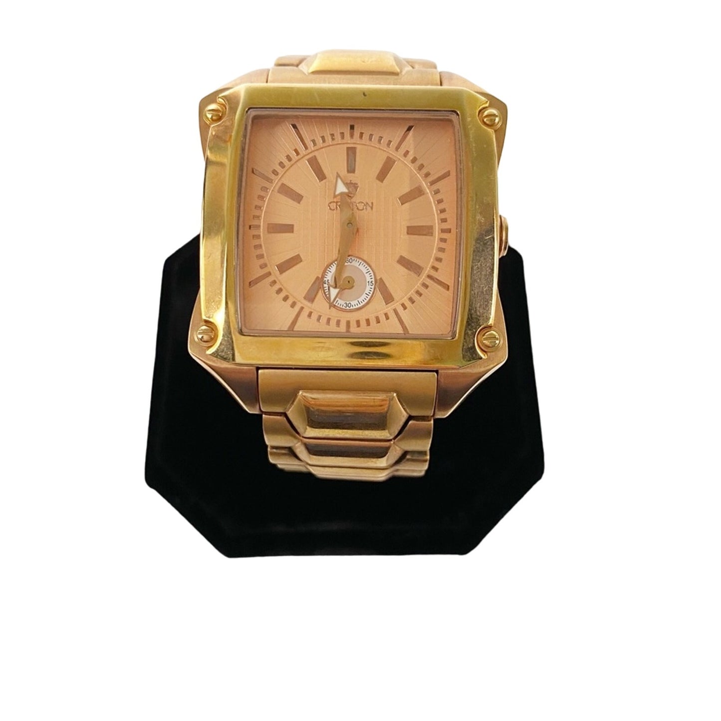 ladies CROTON rosetone stainless steel WATCH oversized square dial \CN 307062