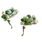 vintage blue green white bead clip-on EARRINGS costume jewelry Made in Japan