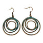 turquoise & brown round swirl metal EARRINGS boho jewelry