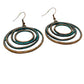 turquoise & brown round swirl metal EARRINGS boho jewelry